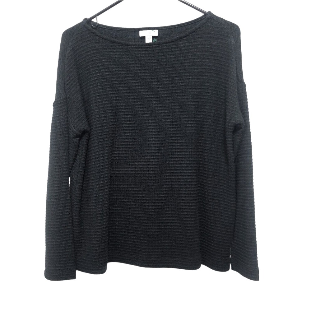 J Jill Petite‎ Ribbed Sweater Women's XS Boatneck Pullover Forest Green Classic